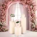 Spiareal 3 Pcs Cylinder Stand for Party 15.7/23.6/31.5in Foldable White Cardboard Columns Pedestal Display Round Columns Pillars Cilindros Fiestas Cake Table Stand for Wedding Birthday Baby Shower