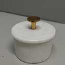 Queenza White Marble Salt Cellar with Lid and Brass Knob, 3 Inch Salt Box