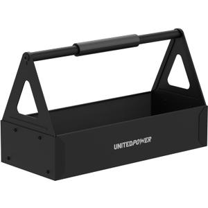 UNITEDPOWER Handy Tool Box, Portable Metal Tote Tray with comfortable grip handle, Tool Organization for Household, Warehouse, Repair Shop, Black