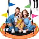 48 inch Tree Swing, Larger Saucer Flying Swing for Whole Family, 900lbs Weight Capacity, with Adjustable Hanging Straps, for Outdoor Playground, Orange
