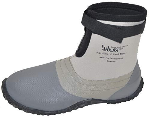 ForEverlast Ray-Guard Reef Wading & Fishing Boots Generation II for Men and Women, Grey, Size 12, Hard Soled Vulcanized Rubber Bottom, Neoprene, Lightweight, Waterproof