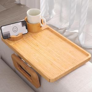 Couch Arm Tray,Bamboo Folding Sofa Tray,Sofa Armrest Trays Couch Arm Table Clip-On Desk
