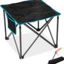 FUNDANGO Folding Camping Stool, 18.1 Inch Oversized Foot Stools 400 Lbs Heavy Duty Portable Padded Seat Anti-Slip Foots & Carry Bag for Fishing Outdoor Lawn Travel (Black)