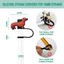 3 x Dachshund Dog Silicone Straw Covers for Stanley Cup, Reusable, Cute Toppers Accessories for Tumblers, 2PCS Decorative & Personalized Straw Cover Cap (a)