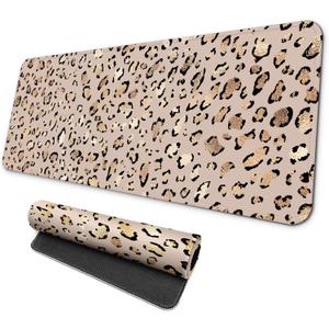 MAY FLOWER Gaming Mouse pad, Large Laptop Mousepad, Full Keyboard Mat, Long Computer Mouse Mat for Home and Office, Anti-Slip Rubber Base, 31.5 x 11.8 Inches (Leopard Print)