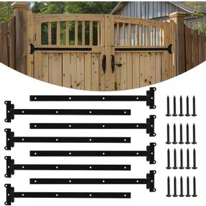 8Pcs 24 Inch Black Heavy Duty Barns Door Hinges - Iron 4MM T-Shaped Hinges for Barns Wooden Doors, shed Doors Gates & Cabinets