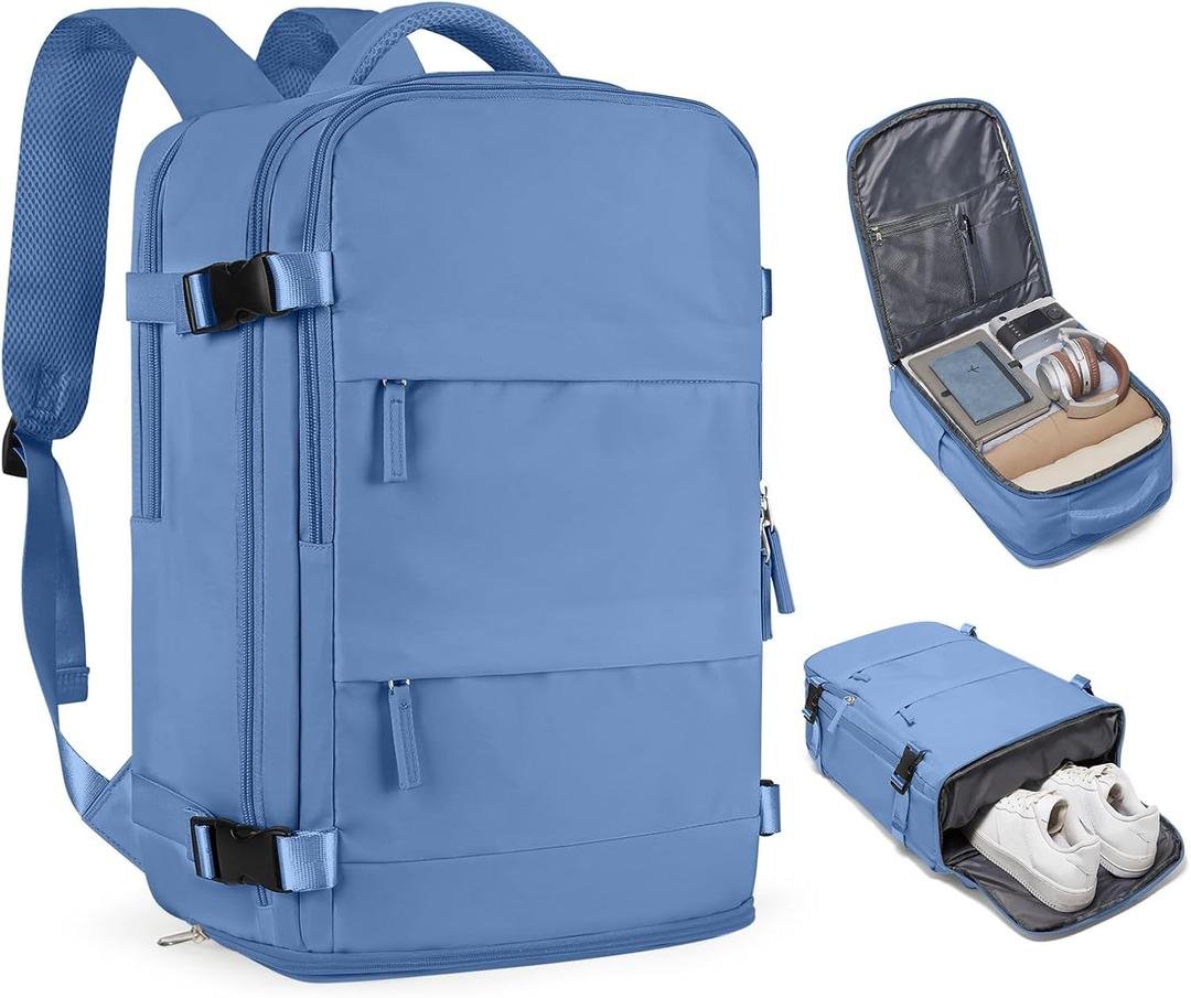 Coofay Large Travel Backpack For Women Men Airline Approved Carry On Backpack Flight Approved Waterproof Sports Luggage Backpack Casual Daypack Small Hiking Backpacks (A-sky Blue)