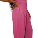 Ulovmi Women 2 Piece Outfit Off Shoulder Wide Leg Pants Set (XL)