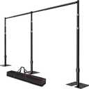 Pipe and Drape Backdrop Stand, 12x20ft Heavy Duty Adjustable Background Frame with Metal Base, Back Drop Holder for Parties Photography Wedding Photoshoot Decoration - Black