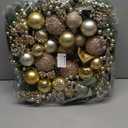 Christmas Wreath with Lights, 24 Inch Christmas Wreaths for Front Door with Christmas Ball Ornaments, Lifelike Pine Cones Berries & Bow, Christmas Door Wreath for Indoor Outdoor Wall Decor