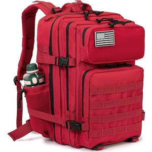 QT&QY 25L/45L Military Tactical Backpack For Men Molle Daypack 3 Day Bug Out Bag Hiking Rucksack With Bottle Holder (45l 1.0 Red)