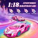 Unicorn RC Car for Girls, Rainbow Glow & Drift Wing Remote Control Car,2.4GHz RC Cars 1:18 Scale,Kids Toys Age 3 4 5 6 7 8 9 10 11 12,Girls Birthday Gifts,Valentines Day Gifts for Kids 3-12 Year Old