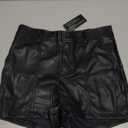 luvamia Faux Leather Shorts for Women High Wasited Pull On Pleated Side Slit Pleather Shorts With Elastic Waist Pockets Black Faux Leather Shorts Black Shorts Women Black Size M