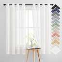 NICETOWN Linen Sheer Curtains Flax Textured, Grommet Top Casual 63" Long Thick Semitransparent Flax Sheer Window Treatment for Loft/Apartment, Ivory, 1 Panel = 52" W, Sold by 2 Panels