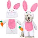 Huhumy Easter Dog Costume Easter Funny Walking Bunny Dog Outfit Fluffy Rabbit Hoodies Pet Clothes with Bunny Ears Arms and Trousers Sleeves(M)