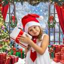 Christmas Window Photography Backdrop 8x6FT Wooden Window Snow Scene Xmas Tree Winter Wonderland Background Winter Christmas Party Decorations Supplies Photo Props