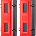 DoubleFill 2 Pcs 10 lb 20lb Fire Extinguisher Cabinet Box with Internal Rope Fastening and External Latch Sturdy Plastic Holder Case Vandal-Resistant Weatherproof Protect Outdoor (33 x 12 x 10 in)