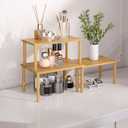 Cabinet Organizer Shelf(Set of 3),Bamboo Kitchen Counter Shelves for Countertop and Cabinet,Stackable Shelf Spice Racks,Medium(Natural)