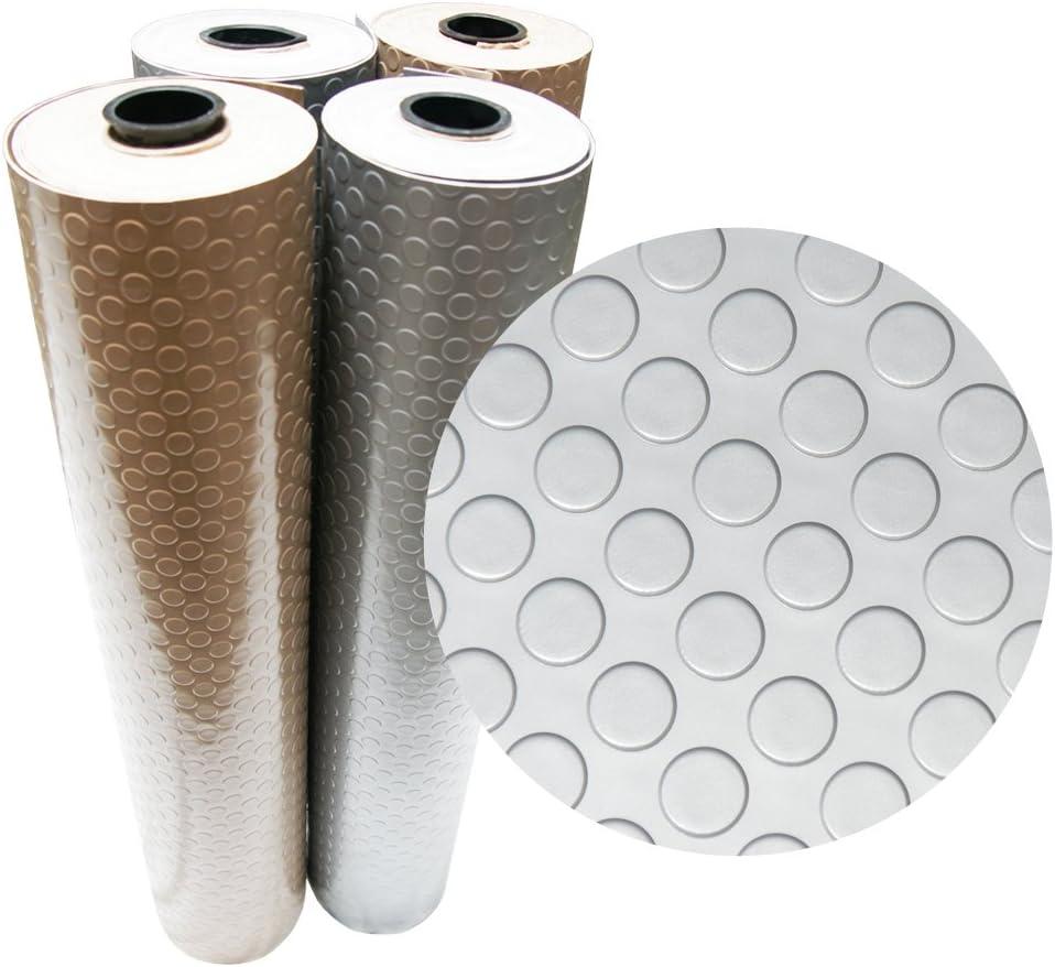 Rubber-Cal Coin Grip Metallic PVC Flooring, Beige, 2.5mm x 4' x 4', Model: 03-W265-BG-04