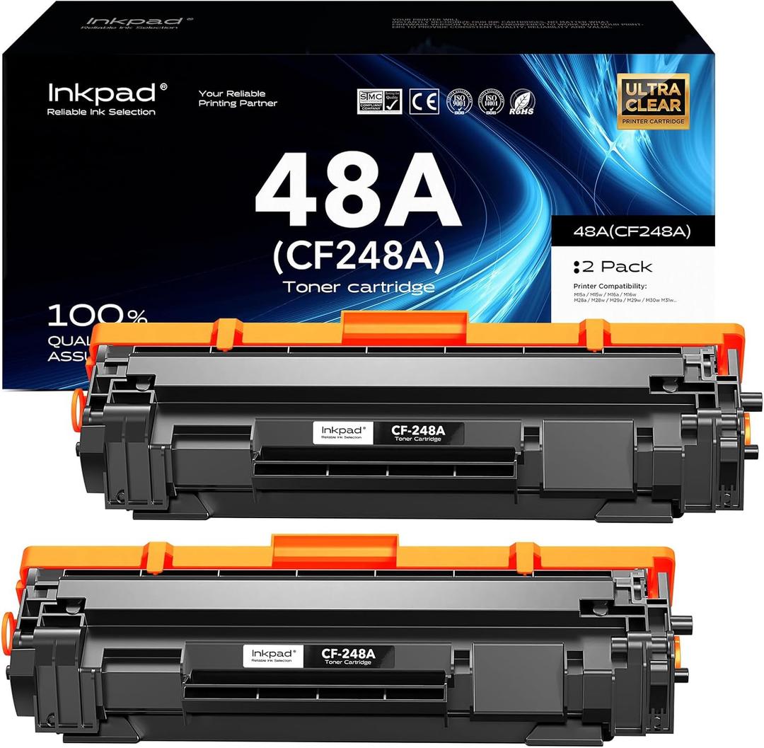 48A Toner Cartridges Compatible with HP CF248A Replacement for Laserjet Pro M15w M15a M16a M16w Laserjet Pro MFP M29w M29a M28a M30w M31w Printers (Black, 2 Pack)
