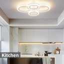 Shine LUEST 34W LED Ceiling Light with Remote, 3000-6000K Dimmable Modern Flush Mount Ceiling Lighting Fixture White 4 Rings Round Chandelier Ceiling Lamp for Small Room, Bedroom