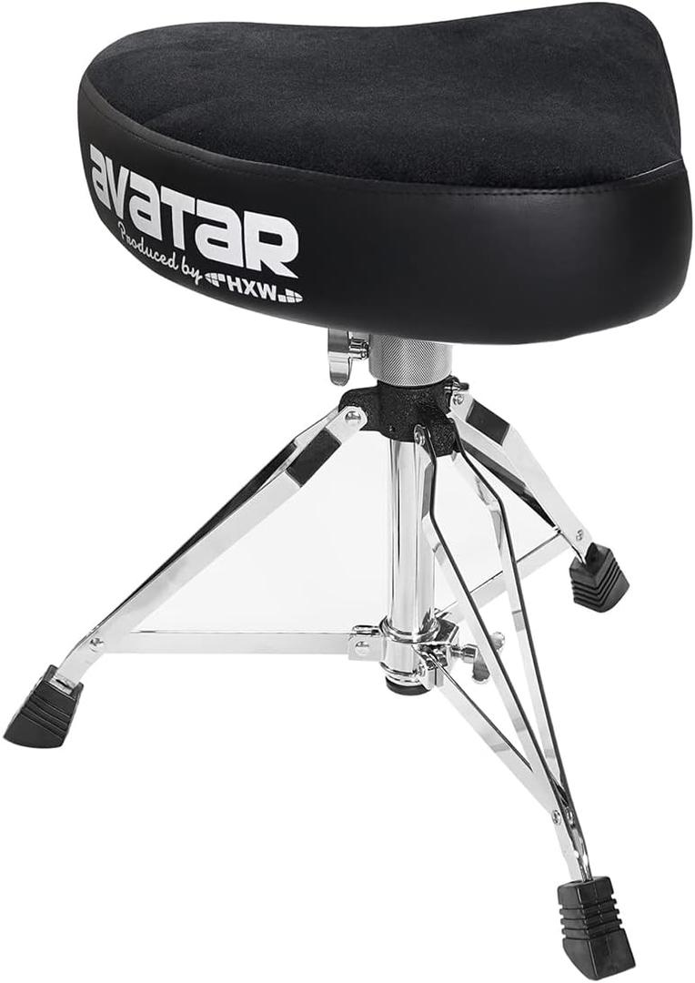 Heavy Duty Drum Throne Seat for Adults, Height Adjustable and Rotatable, Cozy Motorcycle Style Stool Chair with Double Braced Anti-Slip Feet, 14"D x 15"W x 18"H