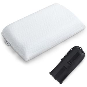 Vekkia Travel Pillow, Memory Foam Pillow Compressible Camping Pillow with Washable Cover,Ergonomic Supportive Pillow for Sleeping Ideal for Adults Kids Travel, Hiking, Airplane and Car-S (White)