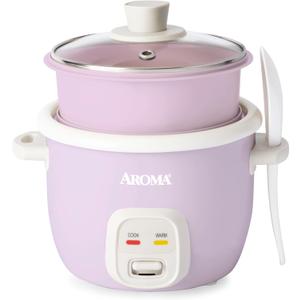 AROMA CoreCoat Rice Cooker with Pop-Up Food Steaming Basket (4 Cups Cooked, 2 Cups Uncooked) (Lilac)