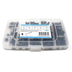 iexcell 100 Pcs M5 x 8/10/12/16/20 Alloy Steel 10.9 Grade Hex Socket Flat Head Cap Screws Bolts Assortment Kit, Black Oxide Finish