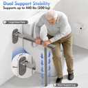 Flip Up Grab Bar with Support Leg, 26.8" high Toilet Safety Rails for Seniors, Wall Mounted Toilet Grab Bars for Disabled and Elderly, Space-Saving Foldable Handicap Bars for Bathroom