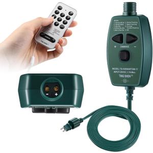 Meonum 1/2 inch Plug Extension Cord for Christmas Tree Lights, Hand Switch with 9 Light Modes Remote, Dimmable, Timer, 15 ft Power Cord Push Button Compatible with TS-8W29V TS-13W29V to TS-48W29V