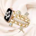 Cute Strap for Apple Watch Bands for Women 40mm 38mm 41mm 42mm 46mm 44mm 45mm 49mm, Stylish Cowboy Chain Bracelet for iWatch Bands Series 11 10 9 8 7 6 5 4 3 SE SE2 SE3 with Metal Dangles
