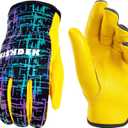 Kids Genuine Leather Work Gloves, Kids Gardening Work Gloves Safety Gloves, Reflective, Breathable Design, Perfect for Children Gardening, Yard Work, Outdoor (Small, Black, 2-3 Years Old)