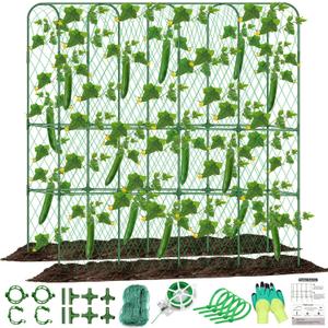 Metal Garden Trellis for Climbing Plants, U-Shape Adjustable 66 x 65 Inch, Green Metal Garden Trellis for Climbing Plants, U-Shape Adjustable 66 x 65 Inch, Green