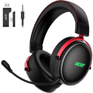 Acer 2.4GHz Wireless Gaming Headsets for PS5, PS4, PC, Switch, Tri-Mode Bluetooth Gaming Headset with Mic, Stereo Sound, 40+Hr Battery, 50mm Drivers - Black