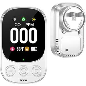 Carbon Monoxide Detector Plug in Wall, 3-in-1 CO Level Monitor Alarm with Temp/Humidity Sensor, Portable Carbon Monoxide Detectors Easy to Read & Install, for Home/Hotel/RV (White-1Pack)
 Carbon Monoxide Alarm