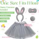 Skicuff 4 Pcs Easter Bunny Costume Set for Women Rabbit Ears Headband, Plush Tail, Nose & Tutu Skirt Easter Party Outfit