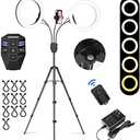 SEBIDER Dual 10" LED Ring Light with Tripod Stand & Phone Holder, Selfie Circle Lights with 5 Light Modes (2700-6500K)&12 Brightness Compatible for Makeup/Photography/TikTok/YouTube/Live Stream
