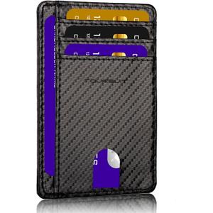 TOURSUIT Travel Minimalist Slim Front Pocket Wallet for Men Women, RFID Blocking Credit Card Holder Case (Carbon Fiber Black)
