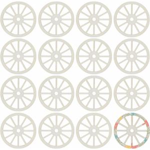 OLYCRAFT 16pcs Unfinished Wood Wheel 3.9 Inch Blank Slices 2.5mm Thick Train Car Wheel Wooden Pieces Natural Wood Cutouts Unfinished Blank Slices for Painting Drawing Home Party Decoration Crafts