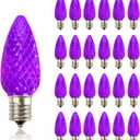 Pro Christmas SMD C9 LED Retrofit Bulb - Pro Pack of 25 Bulbs - Dimmable Energy Efficient Outdoor Waterproof Lighting for Holiday Decor, Christmas Trees - Purple