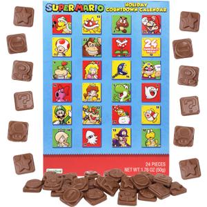 2025 Super Mario Christmas Advent Countdown Calendar, Chocolate Candy Inside, 24 Day Holiday Activity, 1.76 Ounces