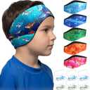 Duraaamo 6 Sets Swimming Headband Ear Plugs for Kids Include 6 Adjustable Swimming Ear Band and 6 Pairs Childrens Ears Plugs for Swim Keep Water Out Sea Pattern Accessories Swim Lesson Essentials