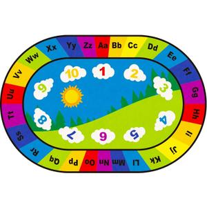 Timgle ABC Alphabet Number Classroom Rug Early Learning Kids Rug Carpet Educational Kids Carpet Playmat Play Area Non Slip Baby Playroom Mat Oval for Daycare Toddler Room Preschool, 6 x 9 ft