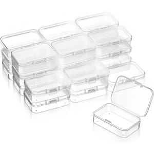 SATINIOR 24 Packs Small Clear Plastic Beads Storage Containers Box with Hinged Lid for Storage of Small Items, Crafts, Jewelry, Hardware (2.5 x 1.7 x 0.8 Inches)