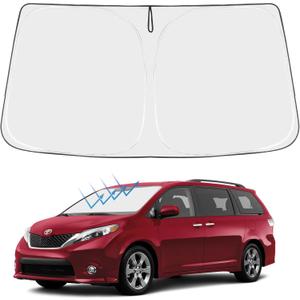 Proadsy Front Windshield Sun Shade Foldable Sunshade Protector Sun Visor Custom Fit 2011-2020 Sienna L LE SE XLE Limited Van Accessories 2025 Upgrade