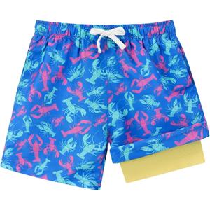 westwolf Boys Swim Trunks Compression Liner Bathing Suit Quick Dry Swimsuit 5-16T (8-9, B Blue Purple)