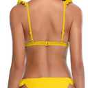 SHEKINI Women's Bathing Suits Ruffles Flounce Bikini Sets Low Rise Two Piece Swimsuit (Yellow, S)