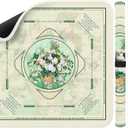 Mahjong Mat 31.5 Inch Square - Non-Slip Durable Table Cover for Mahjong/Card/Domino Games, Rolled Shipping with Storage Pockets & Noise Reduction, Premium Gift for Women(Ivory Vase)