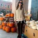 ZESICA Women's Turtleneck Batwing Sleeve Loose Oversized Chunky Knitted Pullover Sweater Jumper Tops (Beige, M)